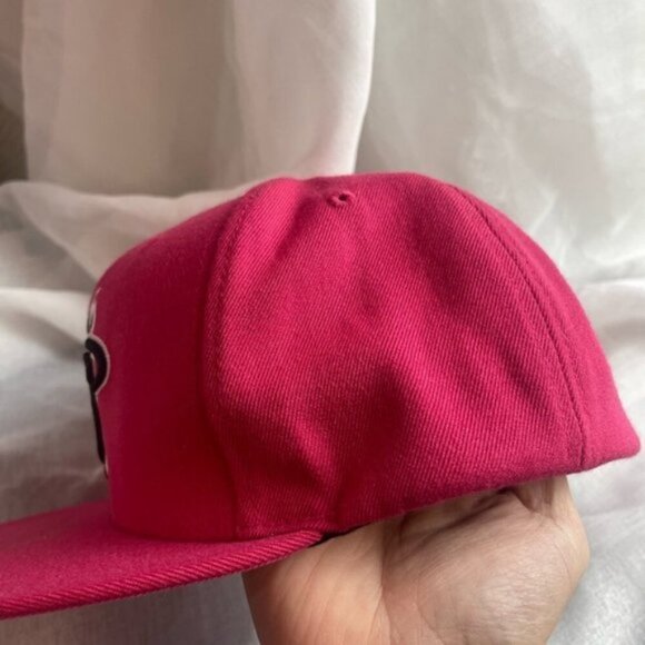 Mitchell & Ness Pink Snapback Hat Bold Logo - Picture 2 of 8